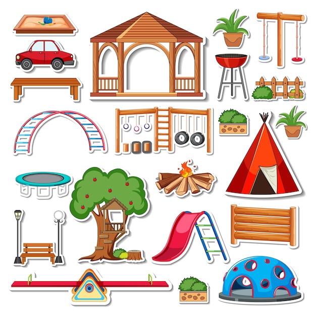 Sticker pack of playground objects