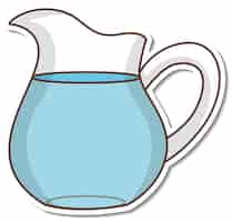 Free vector sticker pitcher of water on white background