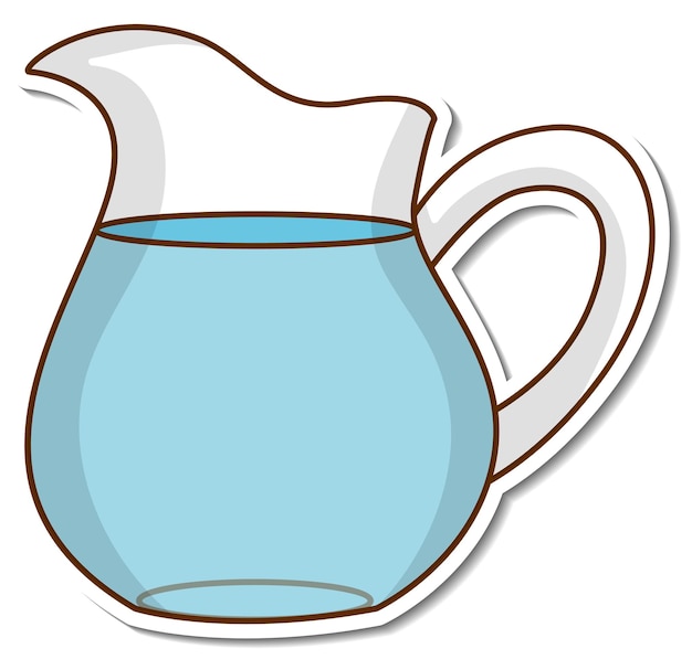 Sticker pitcher of water on white background