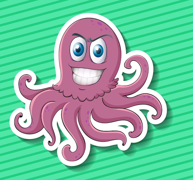 Sticker of purple octopus