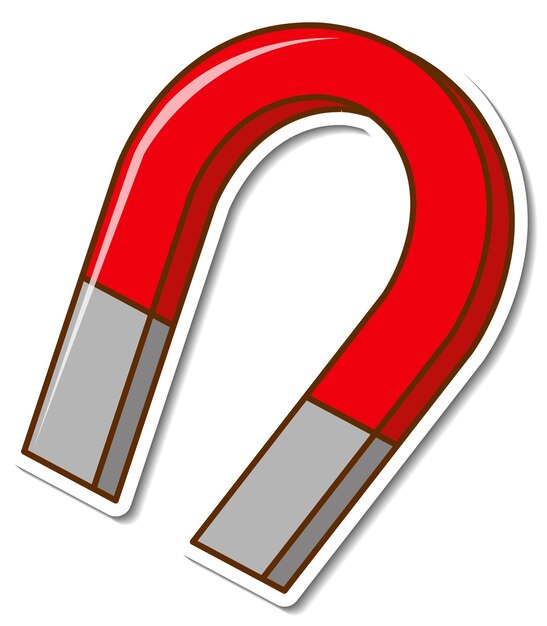 白い背景の上のステッカー赤い馬蹄形磁石
