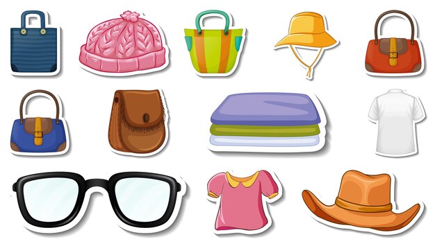 Sticker set of clothes and accessories