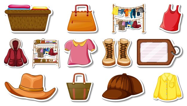 Sticker set of clothes and accessories