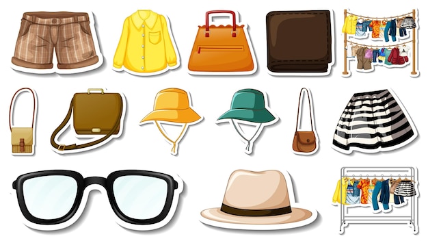 Sticker set of clothes and accessories