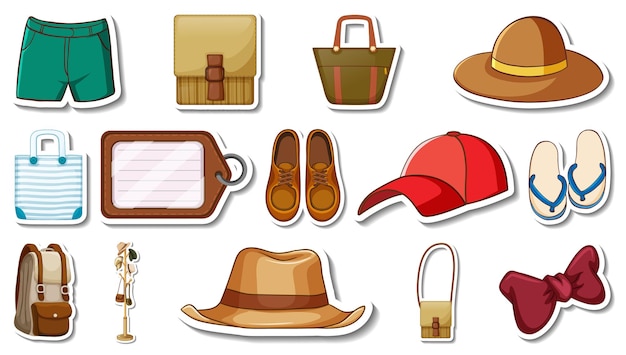 Free vector sticker set of clothes and accessories