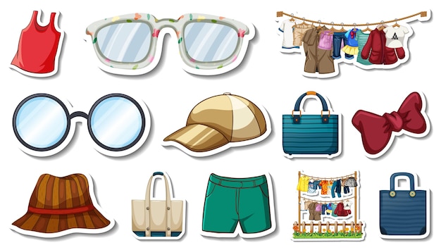 Sticker set of clothes and accessories