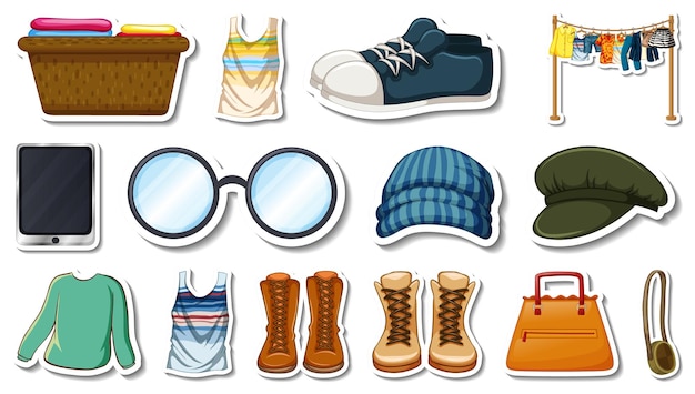 Sticker set of clothes and accessories