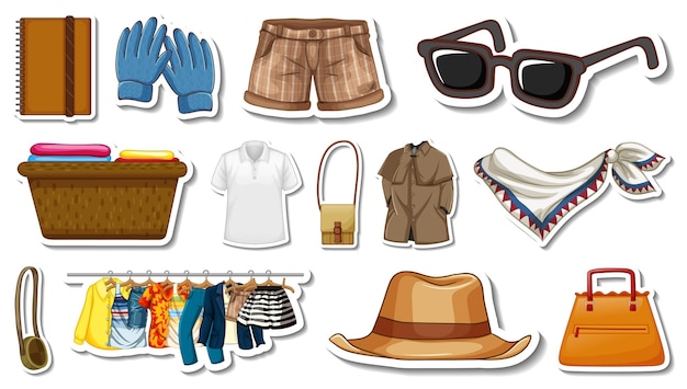 Sticker set of clothes and accessories