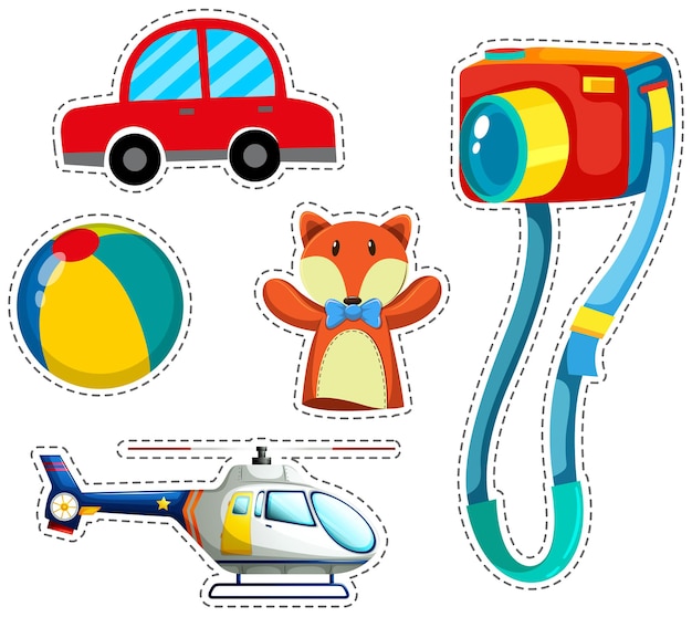 Free vector sticker set of colorful toys