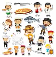 Free vector sticker set of different occupation
