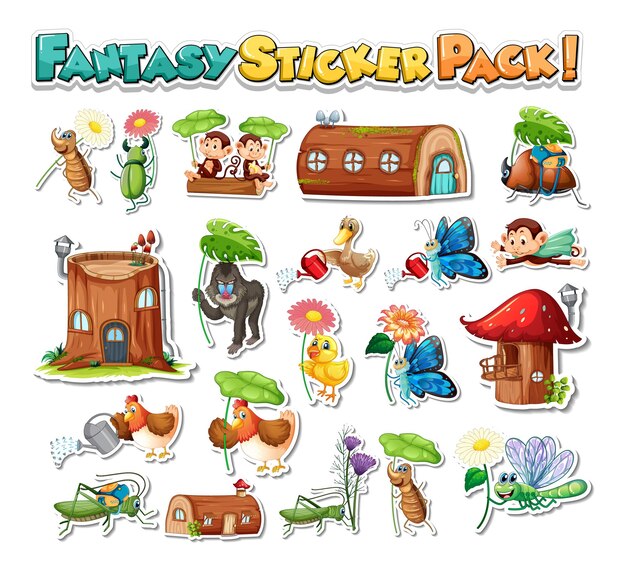 Sticker set of Fairy tale characters