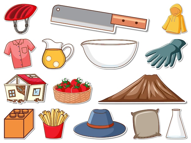 Sticker set of mixed daily objects