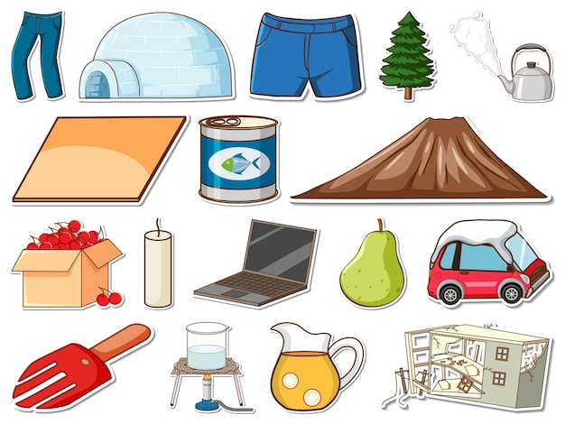 Sticker set of mixed daily objects