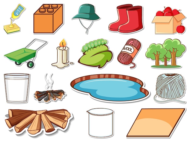 Sticker set of mixed daily objects