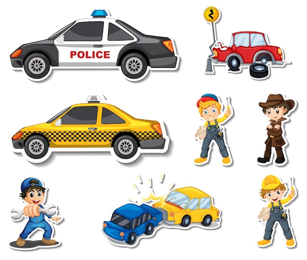 Set of monster trucks. pickup truck with big wheels Cartoon car design  ideas for boys. 14569638 PNG