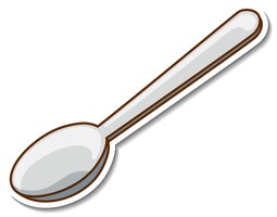 Free vector sticker spoon kitchenware on white background