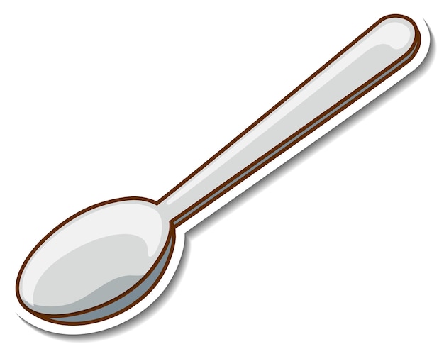 Sticker spoon kitchenware on white background