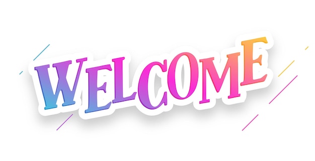 Free vector sticker style colorful welcome lettering banner for party invitation