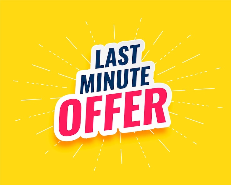 Free Vector sticker style last minute offer yellow background hurry and shop