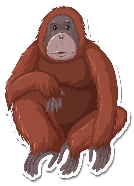 Шаблон наклейки с изображением обезьяны из мультфильма