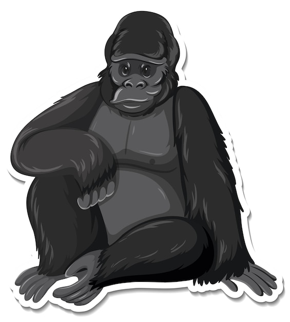 Free vector a sticker template of ape cartoon character