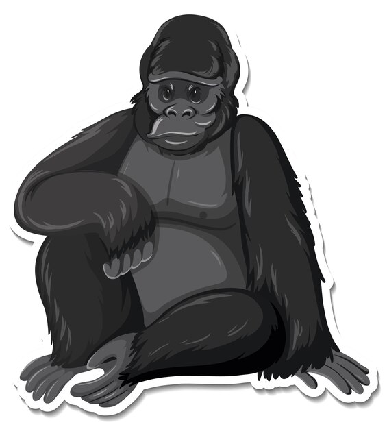 A sticker template of ape cartoon character