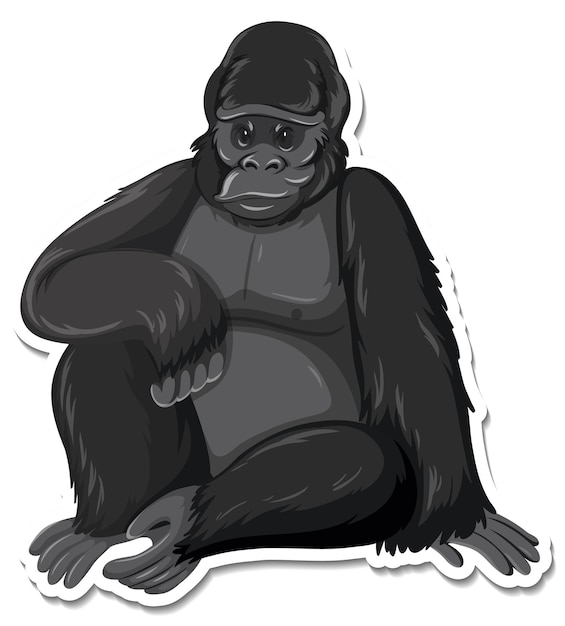 Шаблон наклейки с изображением обезьяны из мультфильма