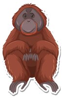 Free vector a sticker template of ape cartoon character