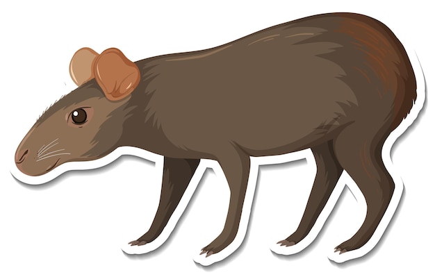 Free vector a sticker template of black capybara cartoon character