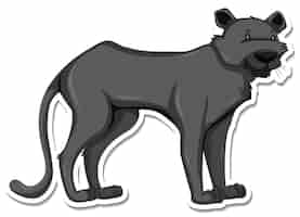 Free vector a sticker template of black panther cartoon character