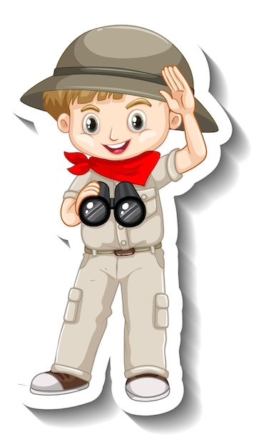 Free vector a sticker template of boy cartoon character