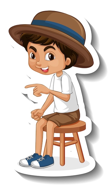 A sticker template of boy cartoon character