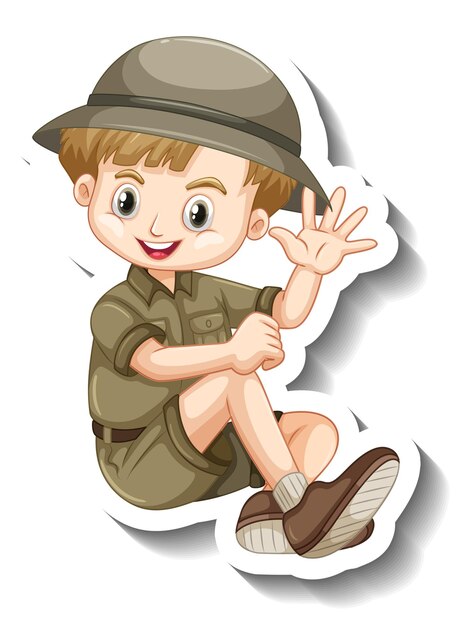 A sticker template of boy cartoon character