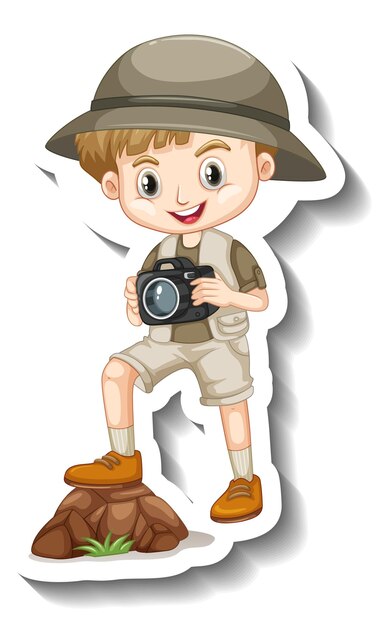 Шаблон стикера мальчика мультипликационного персонажа