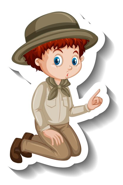 Free vector a sticker template of boy cartoon character