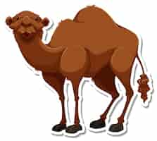 Free vector a sticker template of camel cartoon character