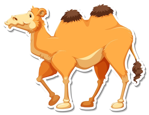 Vettore gratuito un modello di adesivo del personaggio dei cartoni animati di cammello
