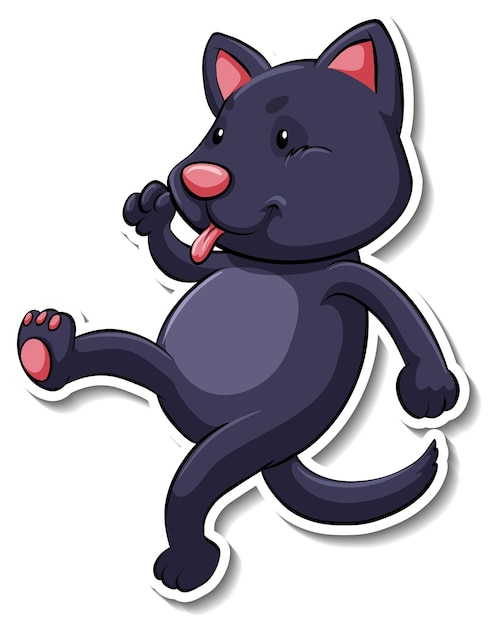 Free vector a sticker template of cat cartoon character