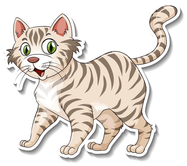 Free vector a sticker template of cat cartoon character