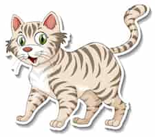 Free vector a sticker template of cat cartoon character