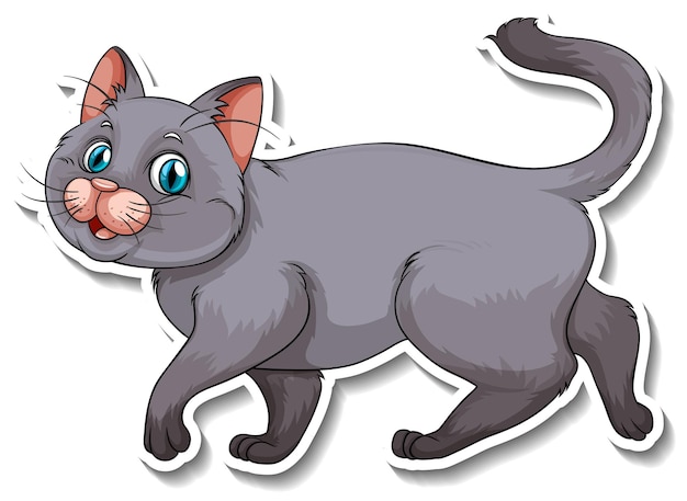 Free vector a sticker template of cat cartoon character