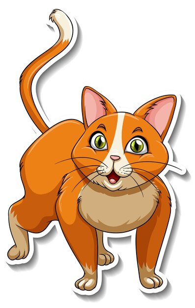 a sticker template of cat cartoon character