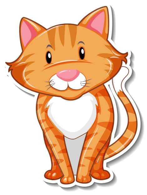 Free vector a sticker template of cat cartoon character