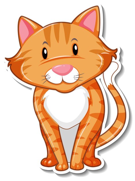 A sticker template of cat cartoon character