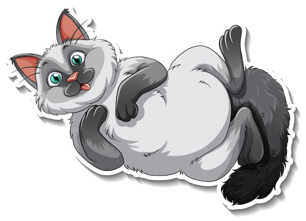 Free vector a sticker template of cat cartoon character