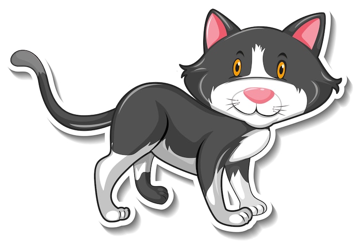 Free Vector a sticker template of cat cartoon character