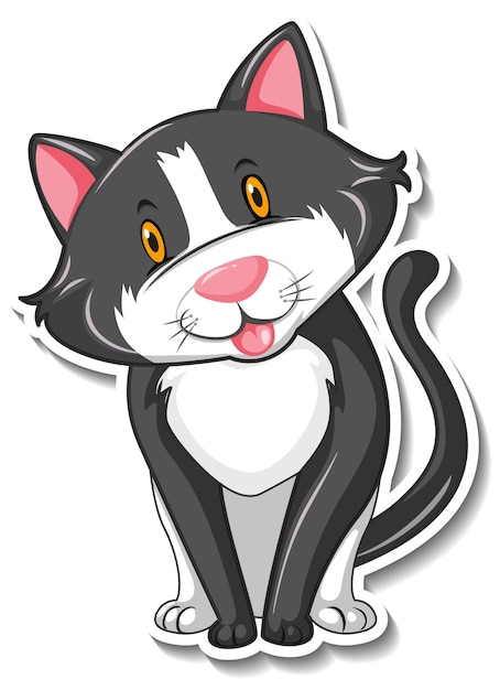 Free vector a sticker template of cat cartoon character