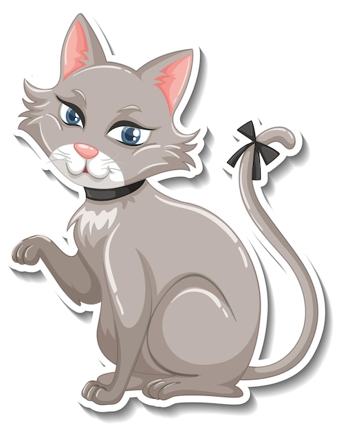 Free vector a sticker template of cat cartoon character
