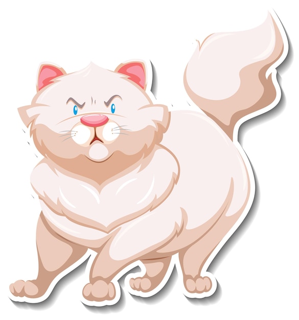 Free vector a sticker template of cat cartoon character