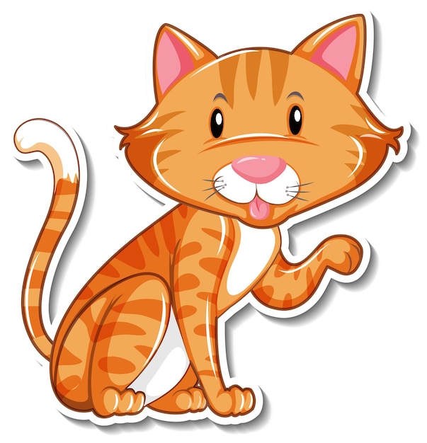 Free vector a sticker template of cat cartoon character